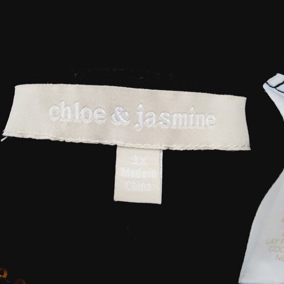 Chloe & Jasmine Womens Top Plus Size 3X Cold Shoulder Sequins Stretch Pullover - Picture 3 of 4